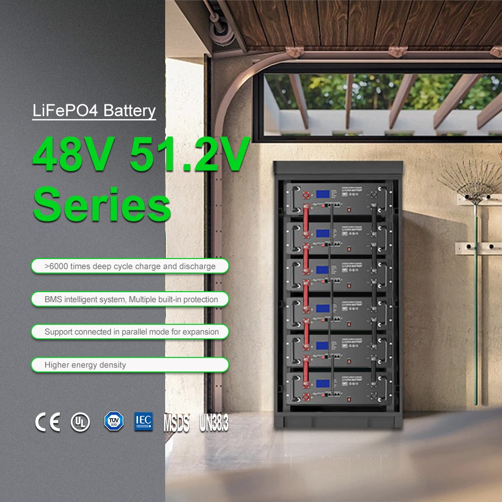 LVFU 6000Cycle Rack 48V Lifepo4 Battery 50Ah 100Ah 300Ah51.2V 10Kwh Solar Lithium Ion Battery 48V 200Ah