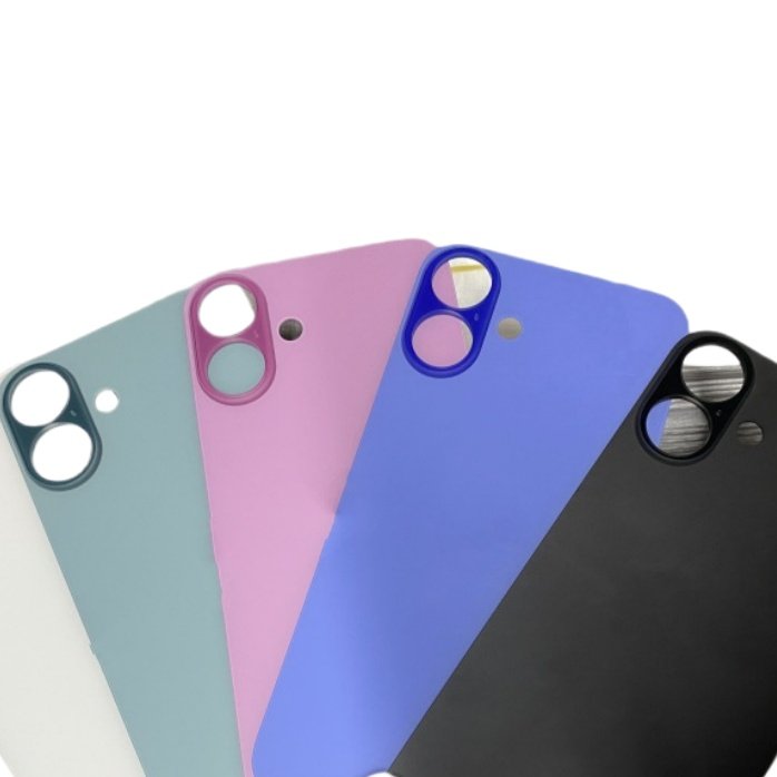 for iPhone 16 16 Plus 16Pro 16 Pro Max Series OEM Big Hole Rear Battery Back Glass Cover Replacement with Metal Frame