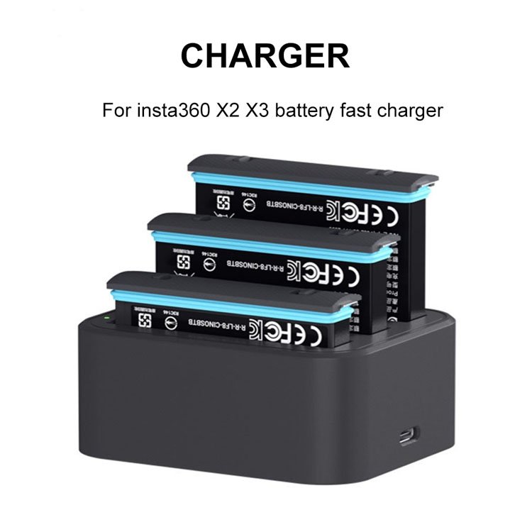 YEAH Tri-Slot Batteries Fast Charger Hub for Insta360 One X2 X3 Action Sports Camera Charging Accessories