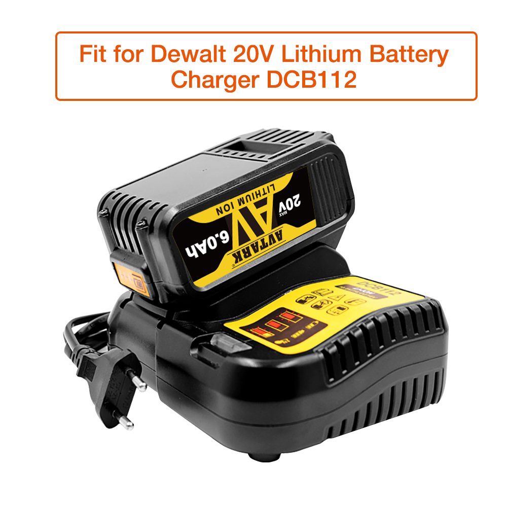 20V 6000mAh DCB200 Replaceable Li-ion Battery Compatible for Dewalt 18V MAX XR Power Tools 18650 Lithium Batteries with charger