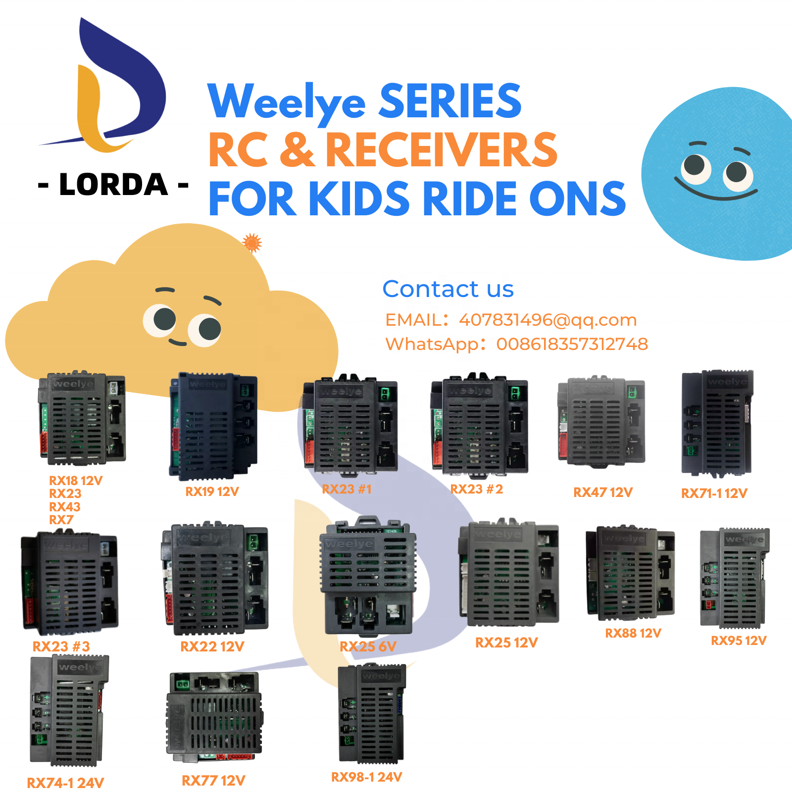 Lorda RX77 12V receiver and controller car for kids small car kids toy parts for children car