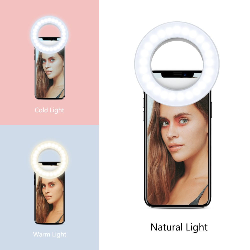 USB rechargeable clip on dimmable tiktok led camera phone accessories fill selfie photographic lighting