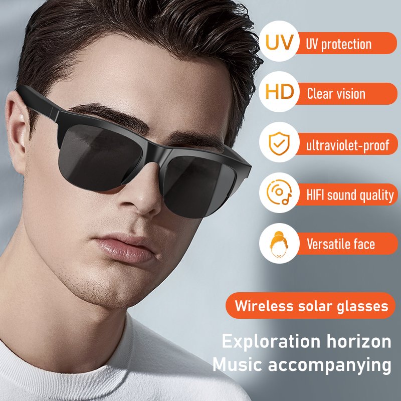 2024 New Arrived UV Smart Glasses with Wireless Headphones Mic Type-C Charging Sunglasses for Business Promotional Gift