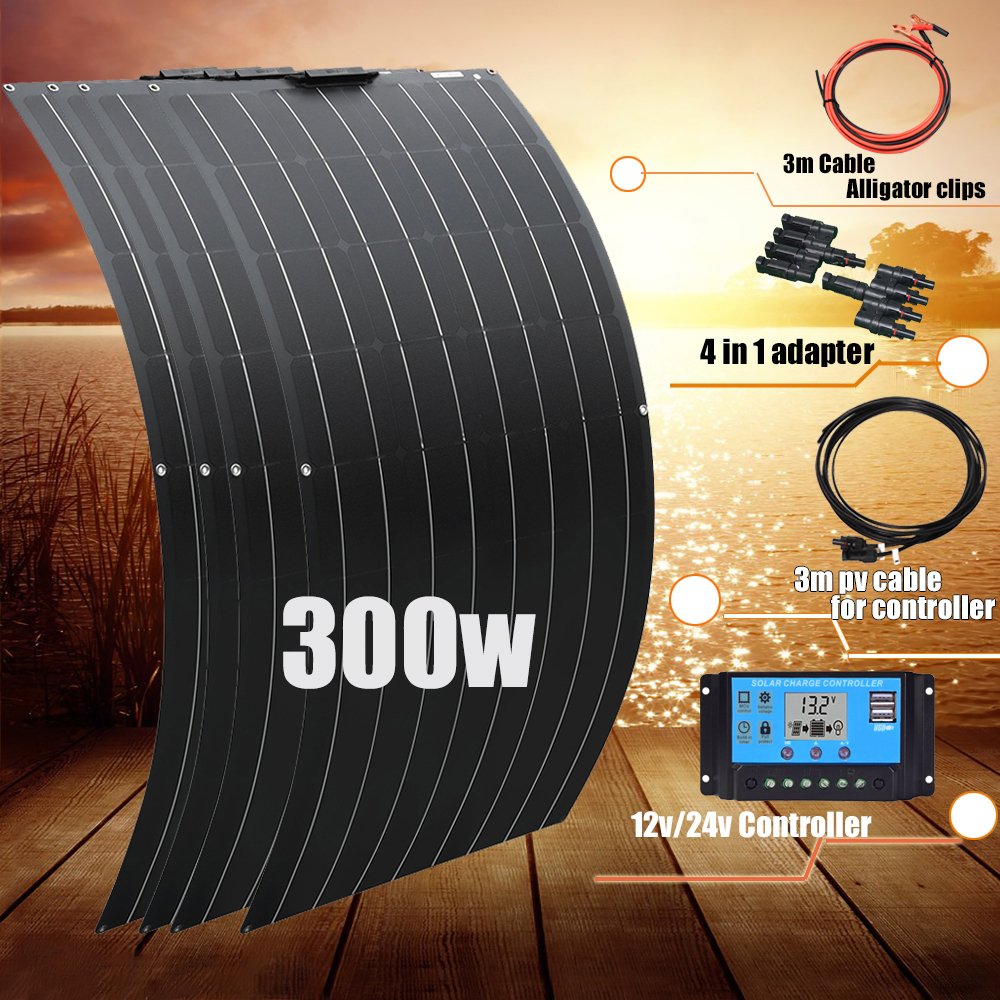 600w 300w Flexible Solar Panels 12v Solar Cell Battery Charger Kit Home Use Sunpower Photovoltaic System Solar Panel Systems