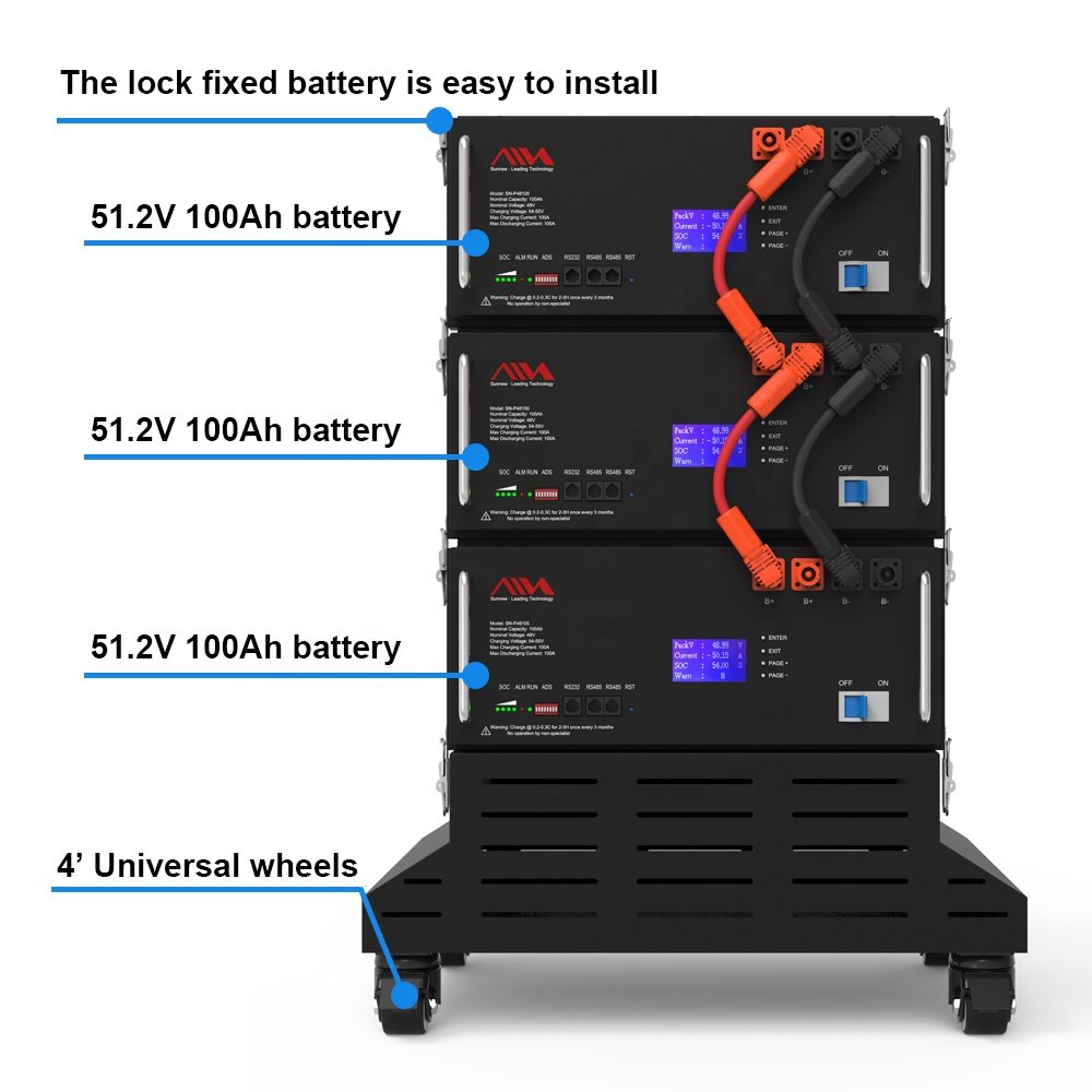 deye 10kw hybrid inverter Stackable lithium-ion Batteries 48V 100Ah 600Ah BMS Lithium Iron phosphate battery pack accessory
