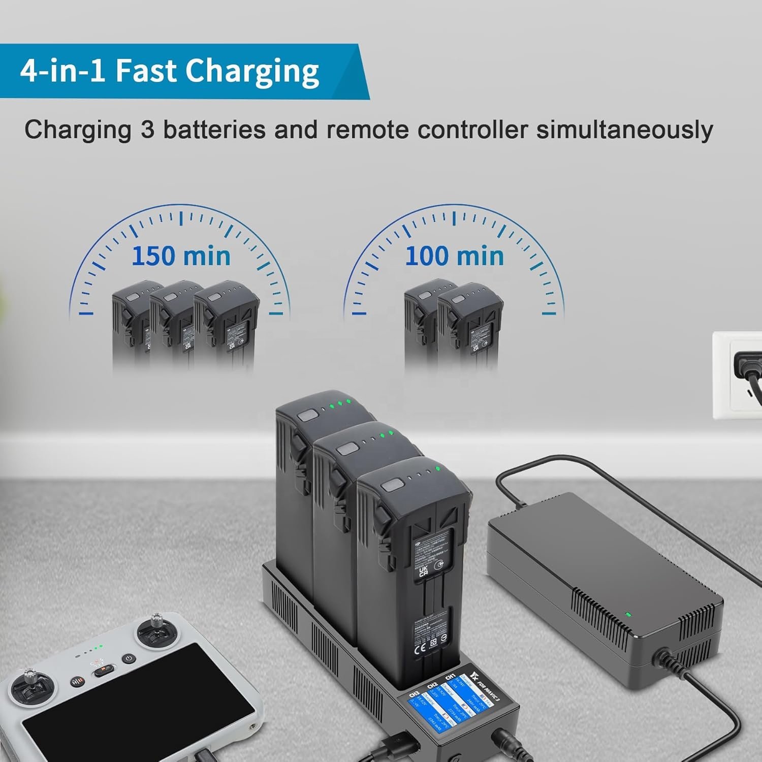 Multi function Drone Charger Parallel Charing hub with Storage Charge for DJI Mavic 3 Pro/Classic/Cine Drone Accessories