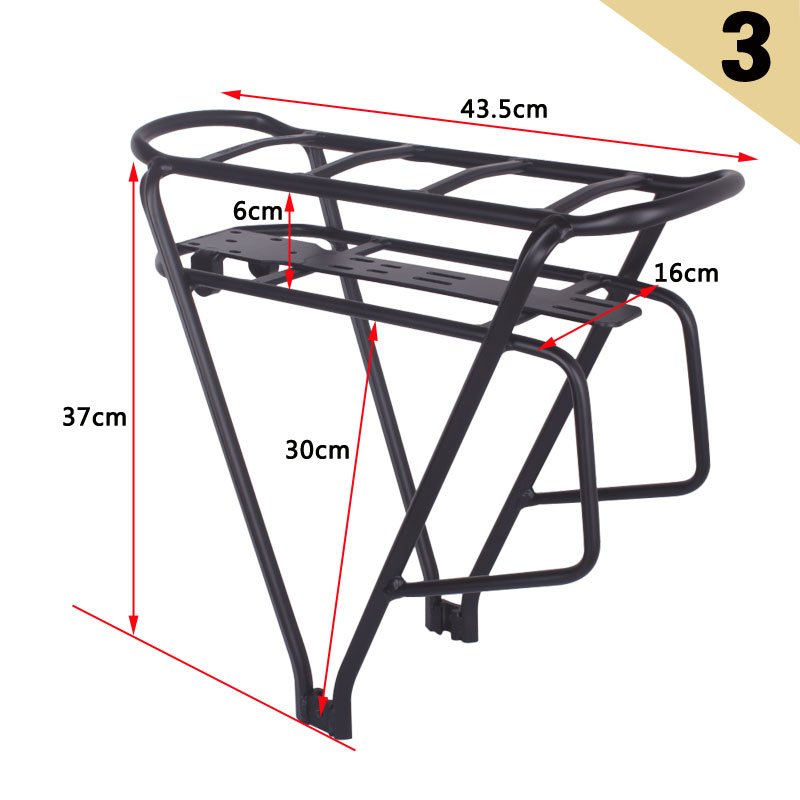 Black Bike Luggage Rack with Double Layer, Bicycle Battery Rear Carrier, Adjustable Heavy Duty Bike Hanger, 700C, 26in, 28in