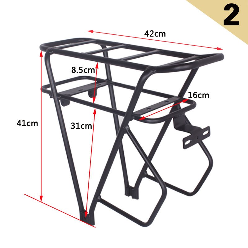 Black Bike Luggage Rack with Double Layer, Bicycle Battery Rear Carrier, Adjustable Heavy Duty Bike Hanger, 700C, 26in, 28in