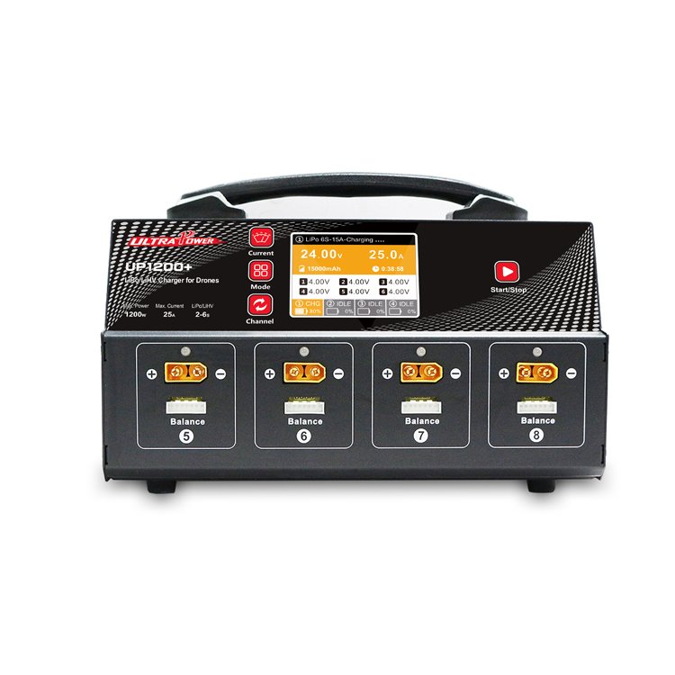 Ultra Power Charger UP1200+ 1200W 25A 8 Channels 2-6S Battery UAV Drone Balance Charger With LCD Display support OEM/Customize