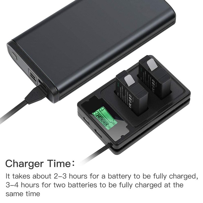 Suitable for GoPro Hero 5 6 7 8 9 10 Black battery charger, dual LCD display, replace the charger with a charging cable