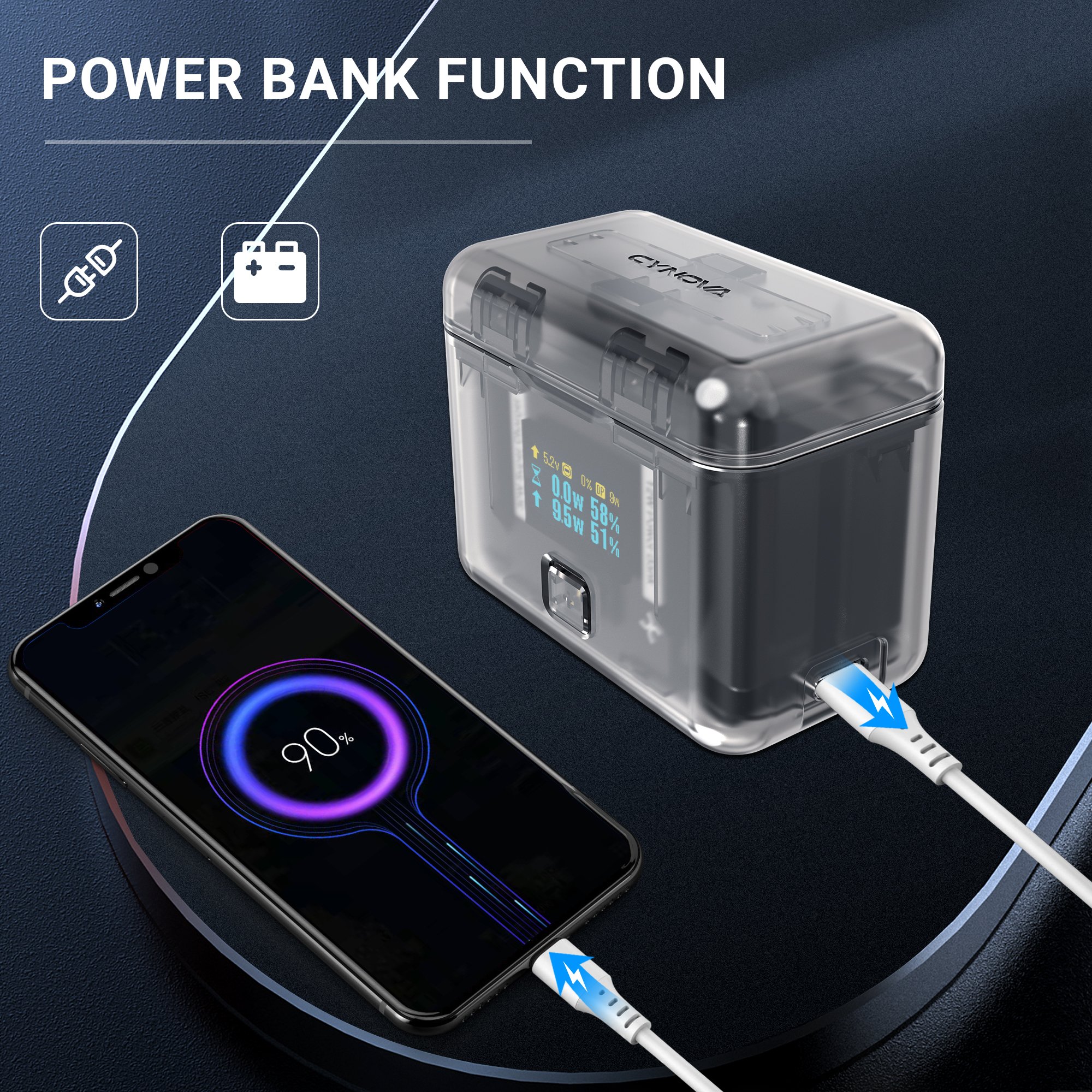 Insta360 X4 Battery Charger Case Dual batteries Charger Box with Micro SD Card Storage for Insta360 X4 Accessories