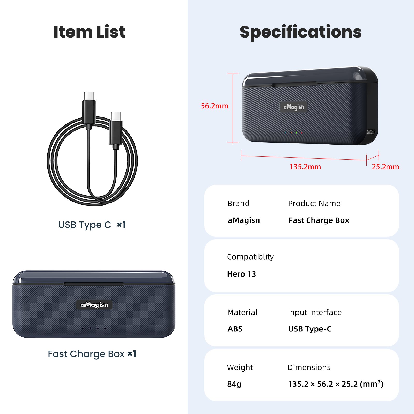 aMagisn Fast Charge Box for GoPro Hero13 Battery Storage Box Smart Charger Accessories for GoPro13 Action Camera