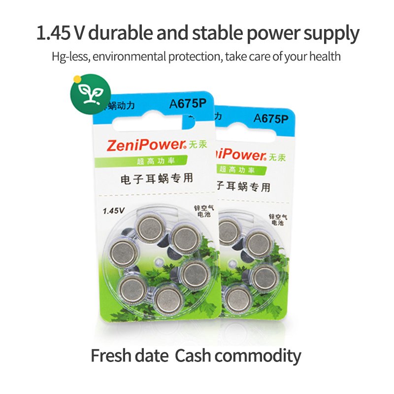 China Zeni Power High Power Durability Cochlear Implant Cell A675P Hearing Aid Batteries Accessories