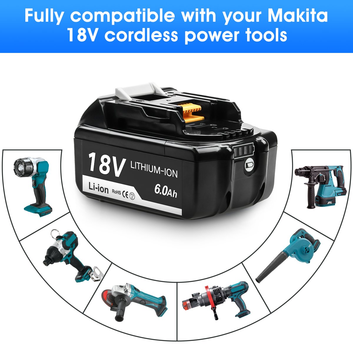 18vmakitas battery BL1860B Replacement formakitas batteries Lithium BL1820 BL1830 BL1840 BL1850 LXT-400 drill battery