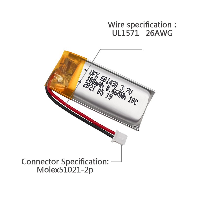 Lithium Ion Polymer Cells Factory Wholesale Beauty Instrument Batteries UFX 601430-10C 180mAh 3.7V Lithium-ion Battery