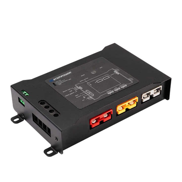 ATEM POWER Black Steel Wet Calcium AGM Gel LiFePo4 Battery System DC to DC Dual Charger Smart Hub with Plug