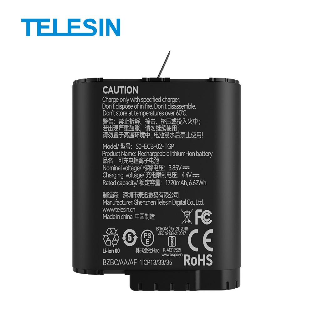 Telesin Accessories for Go Pro Hero 12 11 10 9 camera Portable battery storage 3-slot charger box with 2pcs batteries set