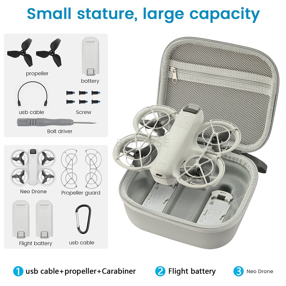 Customizable Carrying Case Dual Battery Storage Case Waterproof PU Material Organizer Bag For DJI Neo Drone Accessories