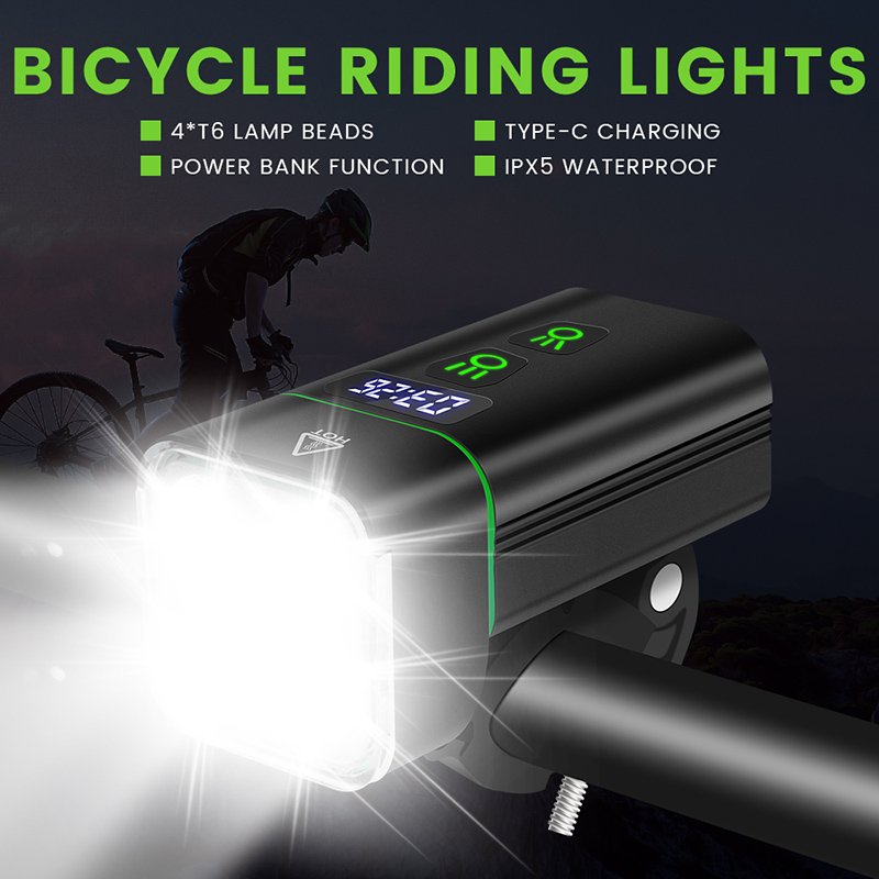 Factory 4 Pcs Outdoor Riding LED Bicycle Front Light IPX5 Waterproof Cycling Bicycle Accessories with Power Bank Bicycle Light