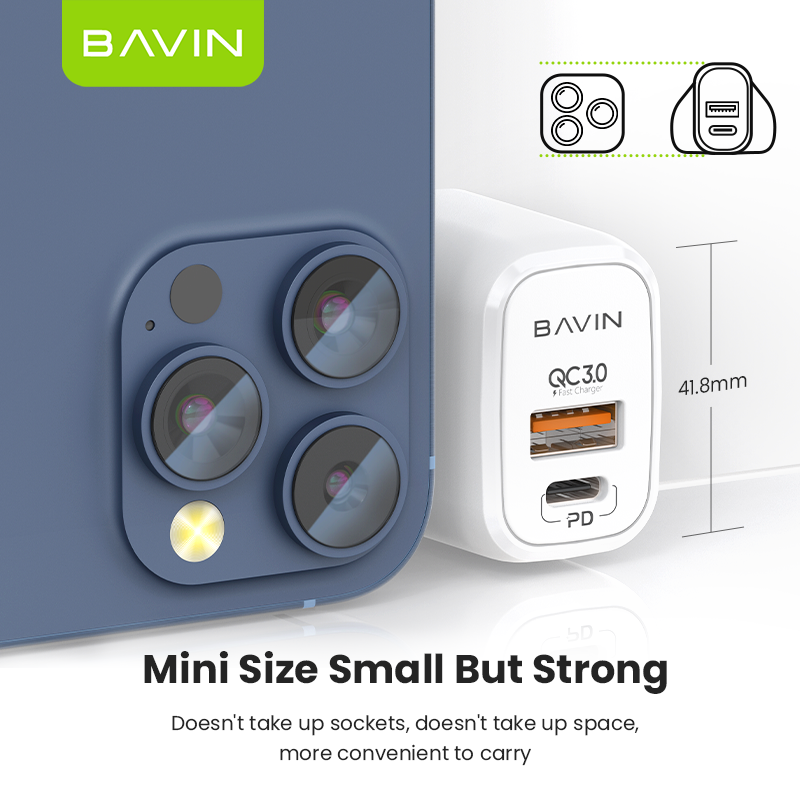 BAVIN high quality PC987E PD QC3.0 FCP ETC 20W UK android usb c mobile phone fast charging wall charger