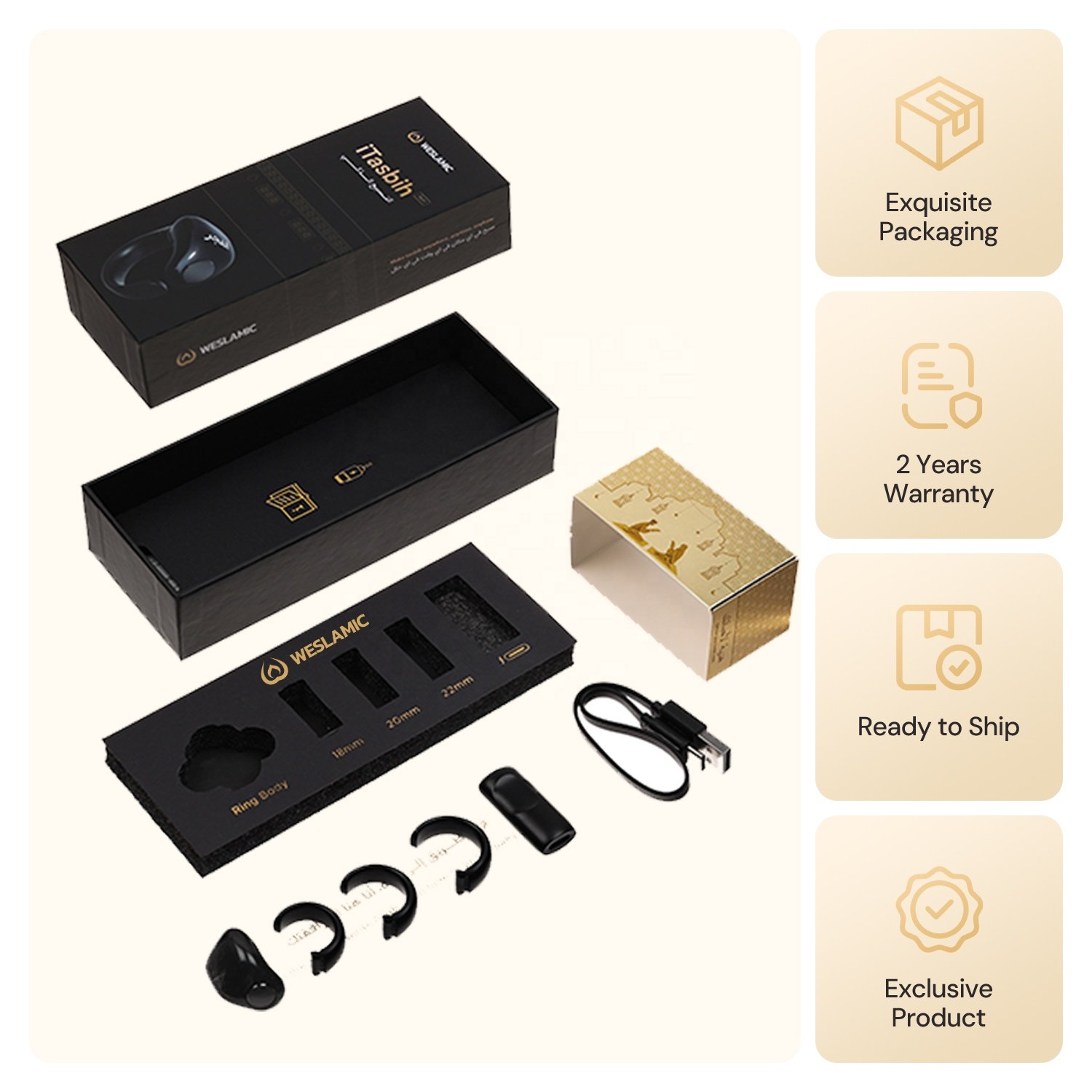 Weslamic iTasbih electronic rosary Prayer Wearable Device Smart Electronic Counter Religious zikr ring Magnetic charging