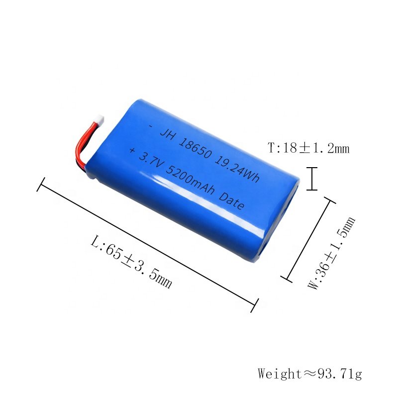 Custom 18650 battery 3.7v li-ion rechargeable batteries 5200mAh battery pack for device