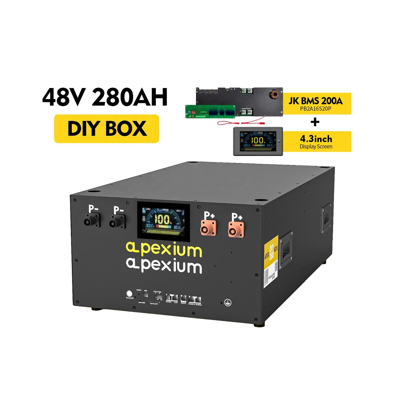 Apexium EU STOCK DIY Kit Battery Box/Case JK BMS 2A 16S 48V 8S2P Lifepo4 280AH 304AH Battery Box JK Inverter BMS Battery Case
