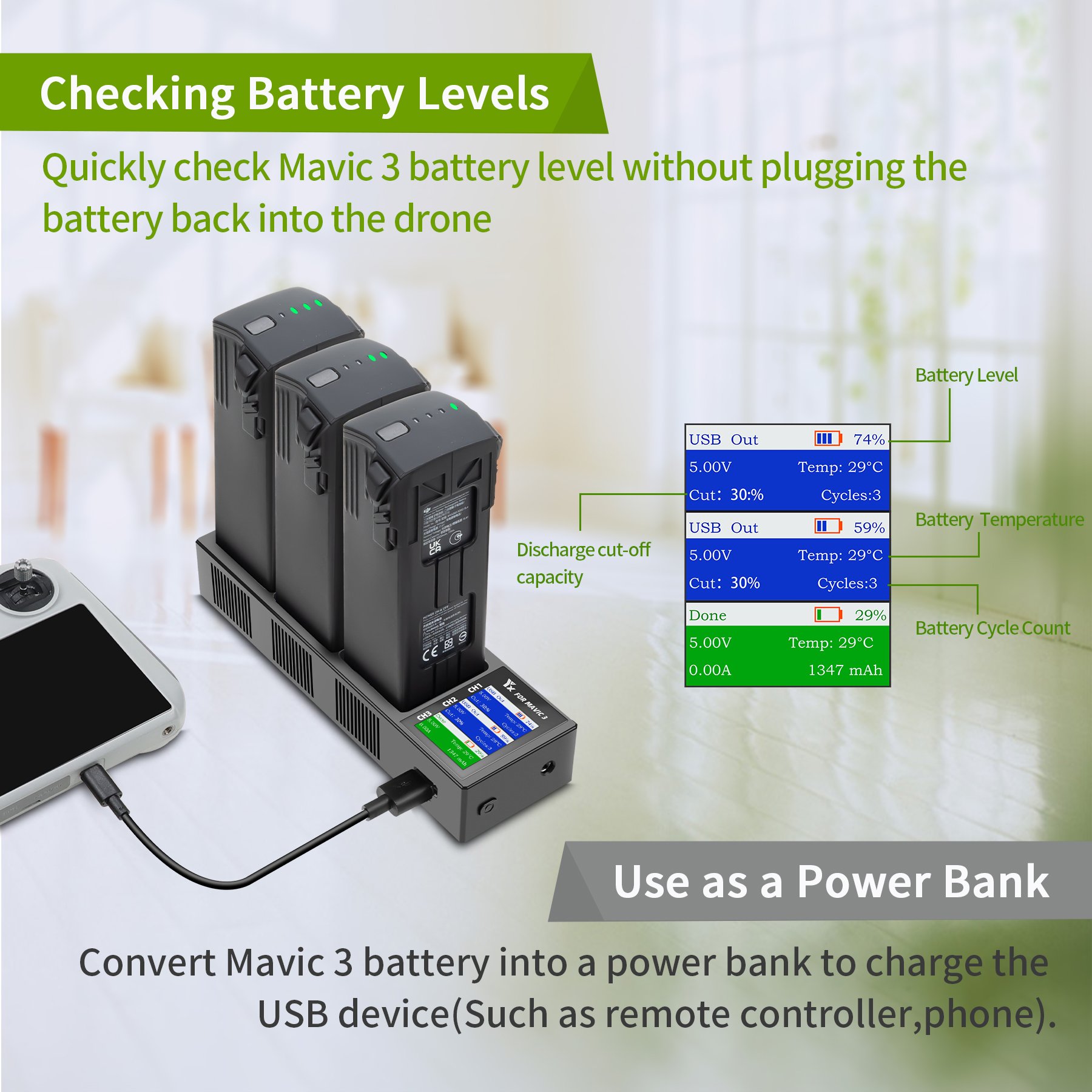 LIMI M3 Series Drone Accessory Battery Charger Adapter Simultaneously Fast Power Charge YX Multi Charging Hub for Mavic 3