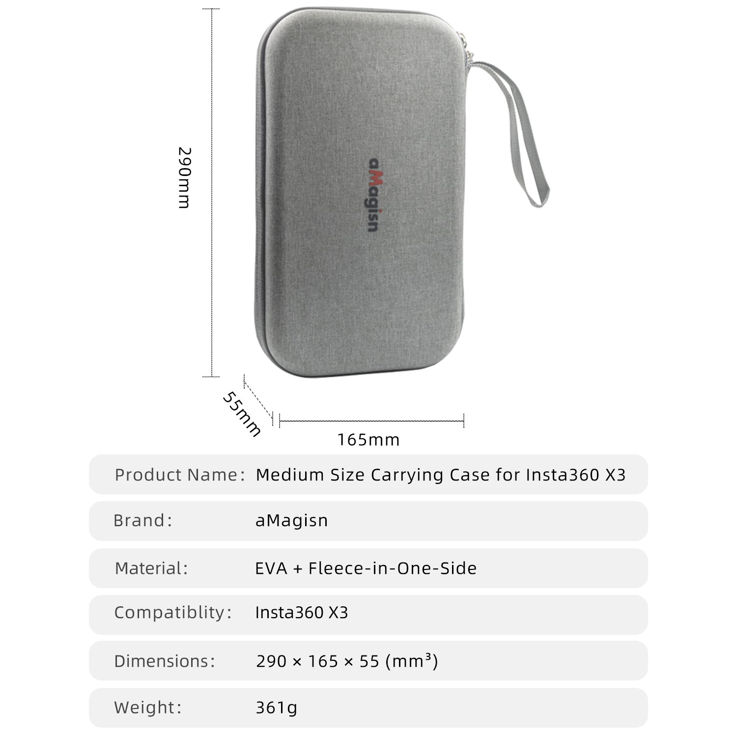 Portable Storage Carrying Case For Insta360 X3 Camera With Extra Batteries Charger Hub Accessories Bag