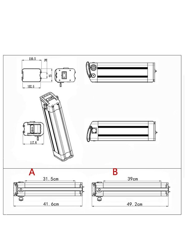 36V 48V 52V Whitebait battery Case 18650 Folding electric vehicle lithium battery case ebike battery box