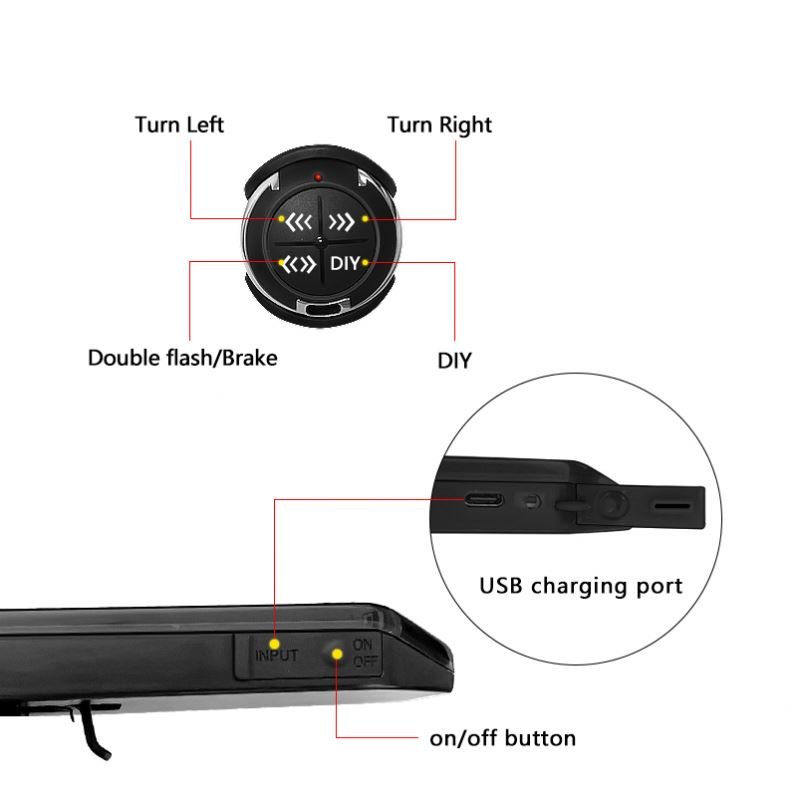 Hot Selling Bicycle Turn Signal Riding Tail Light Control Led Wireless Remote Warning Light Bicycle Accessories