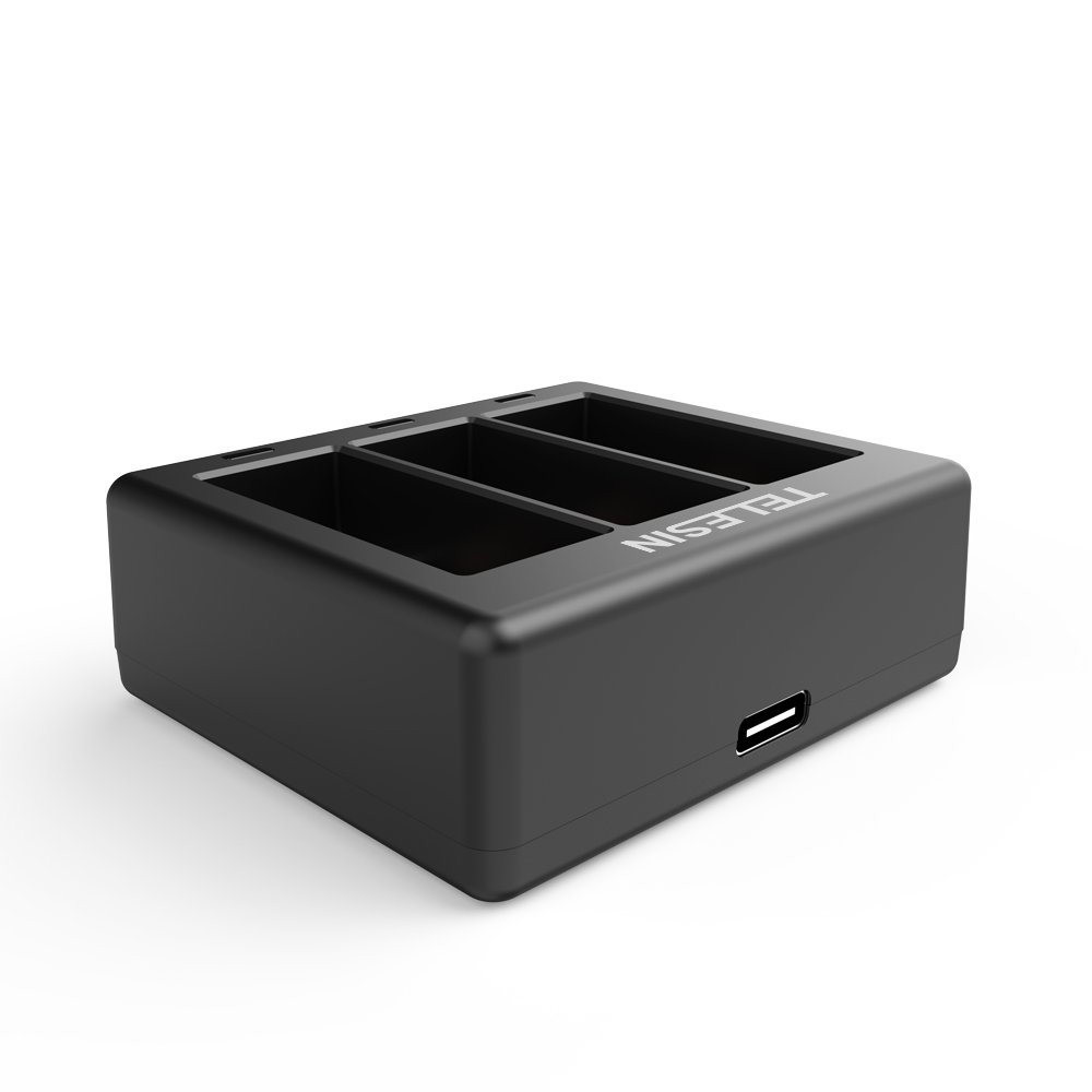 Telesin Battery Charger for Go Pro 13 camera Portable Rechargeable Smart USB Fast 3-slot Action Camera Lithium Battery Charger