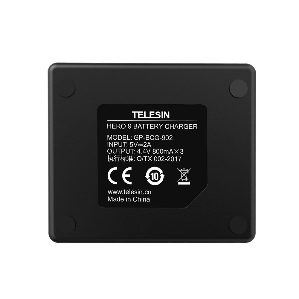 Telesin Battery Charger for Go Pro 13 camera Portable Rechargeable Smart USB Fast 3-slot Action Camera Lithium Battery Charger
