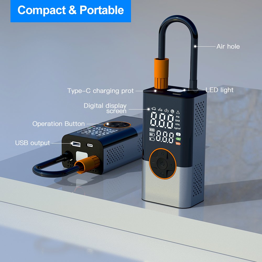 New rechargeable Wireless car air pump compressor for car digital tire tyre inflators mini portable battery cordless tires