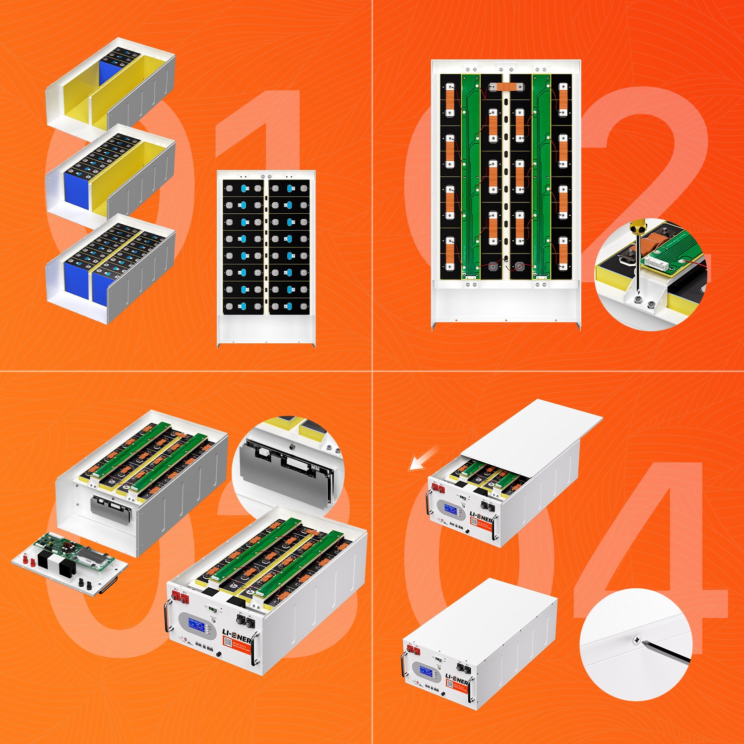 Poland Stock DIY 48V 16S 51.2V 280Ah 300Ah BOX 200A BMS Lithium Battery Case Pack Accessories RS485 CAN For DIY Lifepo4 Battery