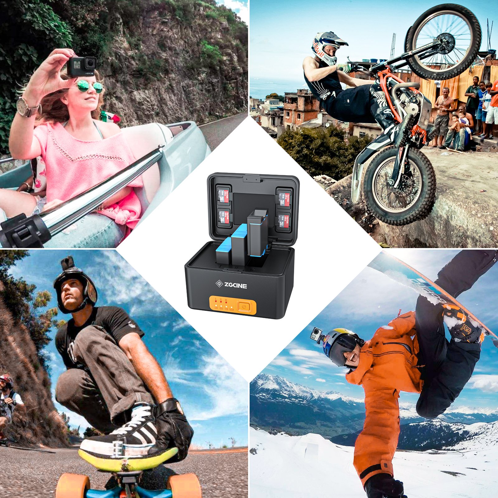 ZGCINE PS-G10 Gopro battery charger for GoPro Hero 9 Hero 10 power bank charging case Gopro accessory CE PSE certificate