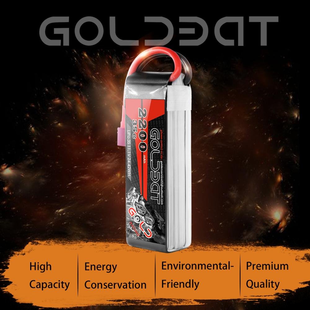 GOLDBAT 2200 mah 3S 11.1V 30C battery for rc helicopter battery FPV drone max 60C Drone Battery Hot sales High capacity