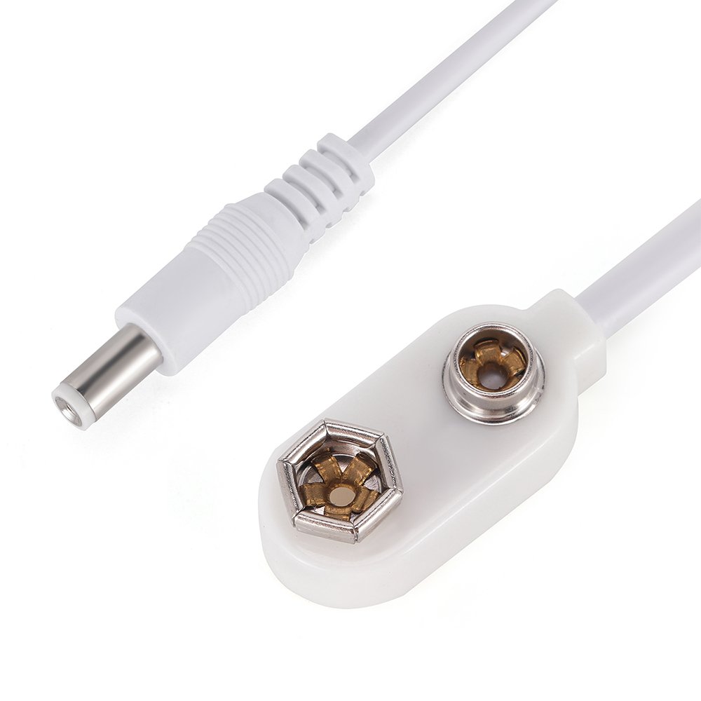 Hot Sale I-Shaped Hard Buckle Terminal White ABS Battery Accessories with DC5.5*2.1 Head for 9V Battery ROHS Certified
