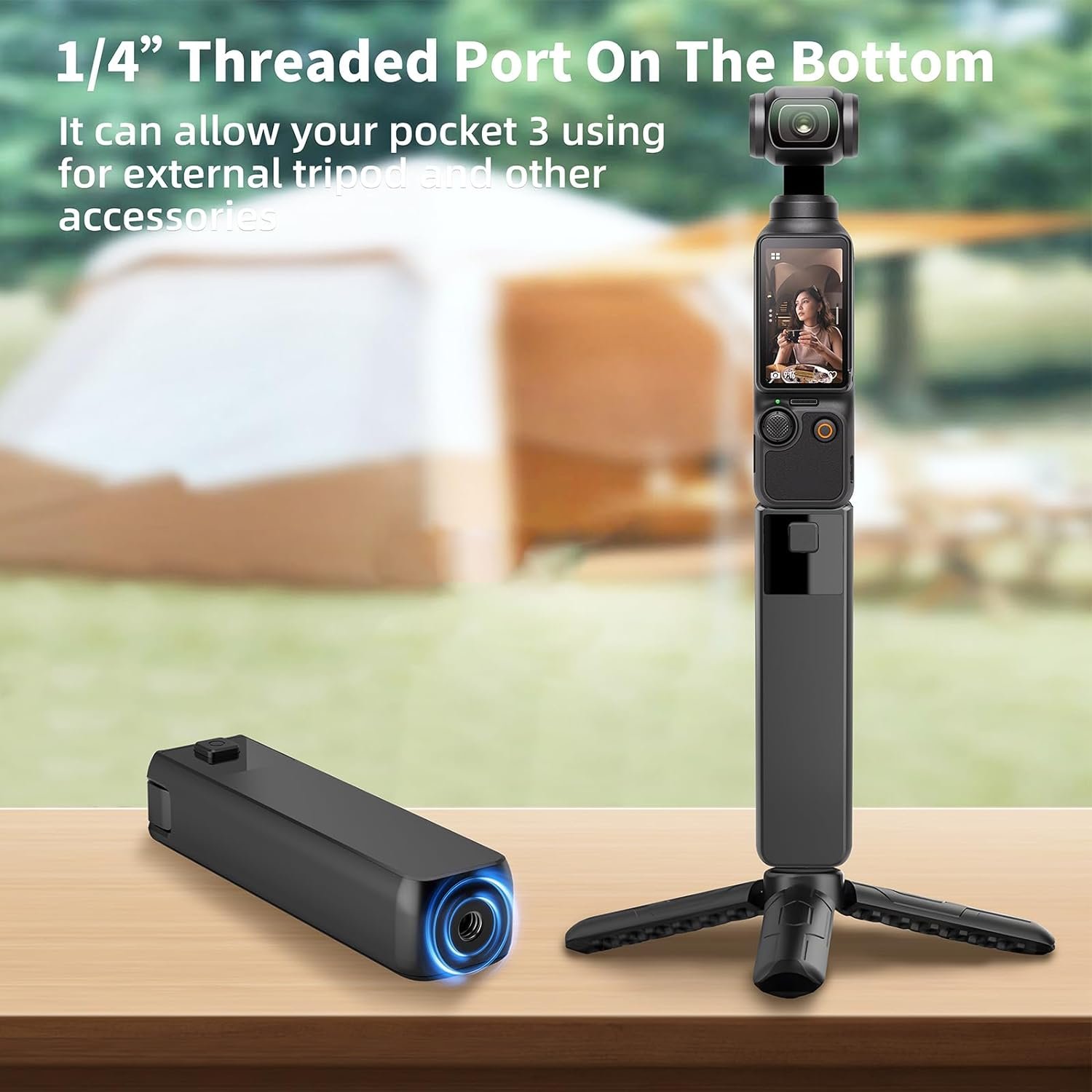 Portable osmo Pocket 3 Battery Handle Built-in 5000mAh Battery,22.5W Fast Charge Battery Handle Compatible pocket 3 accessories