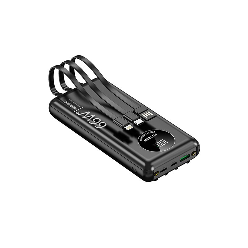 Fast Charging Built in Cable Power Banks Portable Charging High Capacity Digital Display 20000mAh Powerbank for Mobile Phone