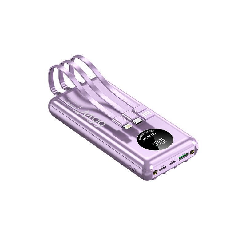 Fast Charging Built in Cable Power Banks Portable Charging High Capacity Digital Display 20000mAh Powerbank for Mobile Phone