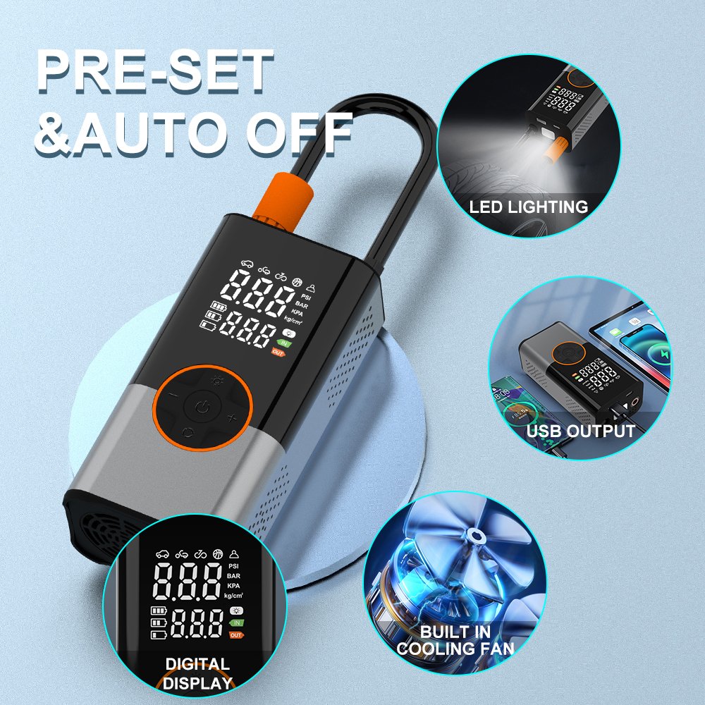 New digital tire tyre inflators mini portable rechargeable Wireless car air pump compressor for car battery cordless tires
