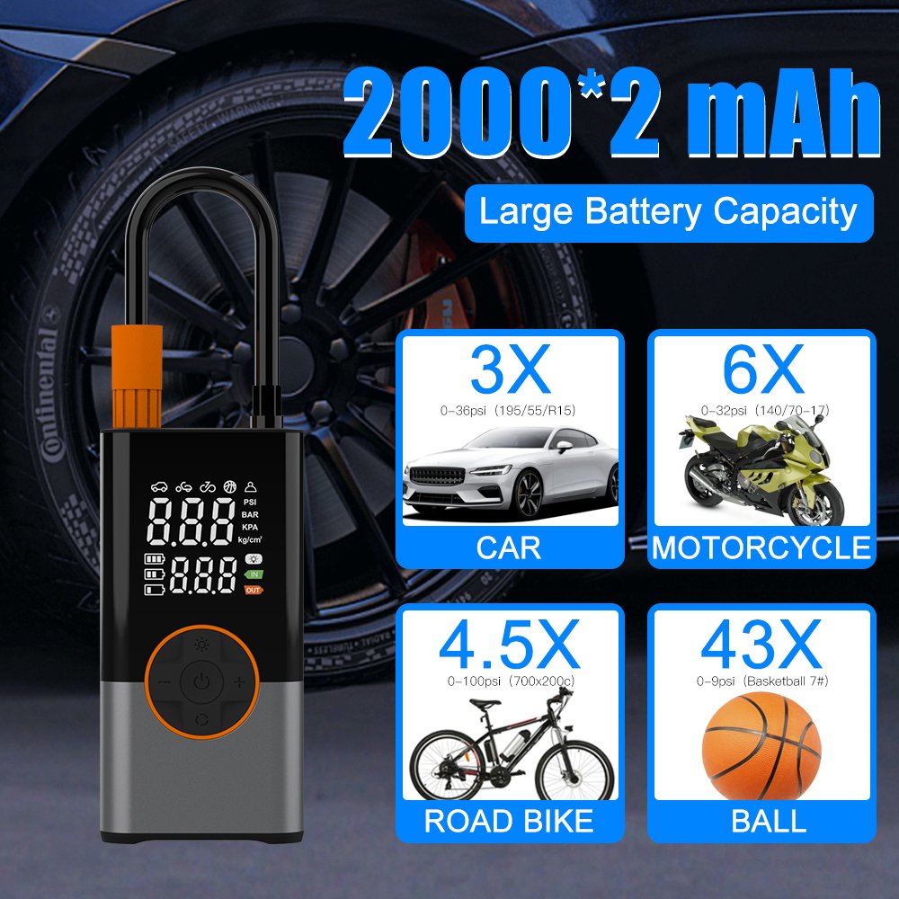New digital tire tyre inflators mini portable rechargeable Wireless car air pump compressor for car battery cordless tires