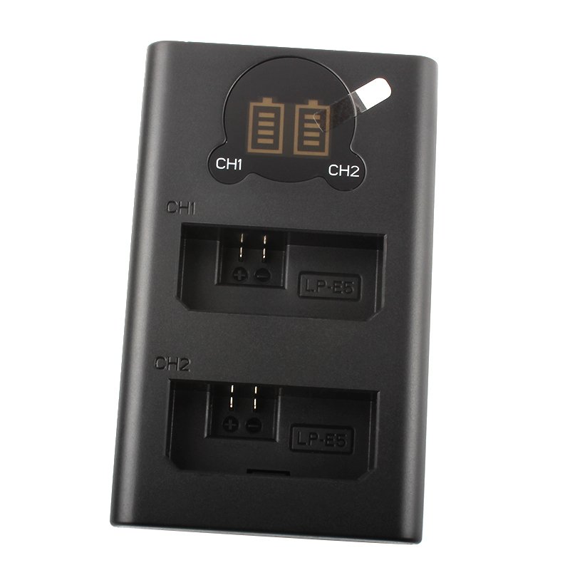RingTeam LP-E5 LP E5 Small LCD Display Battery Dual Charger With Micro TYPE-C USB C For Canon 450D 500D 1000D Camera