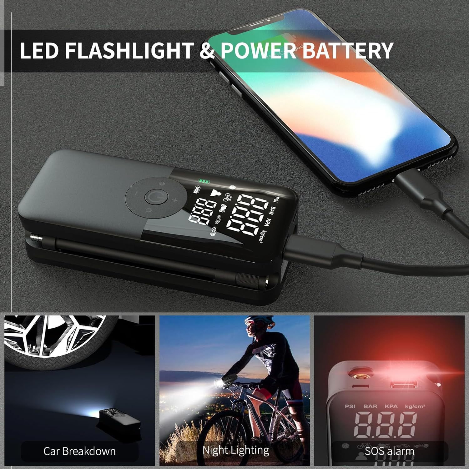 2024 Wholesale Hot selling Tyre Air Pump Car Tire Accessories 7.4V Portable and Multi-functional Charger and tire Inflators