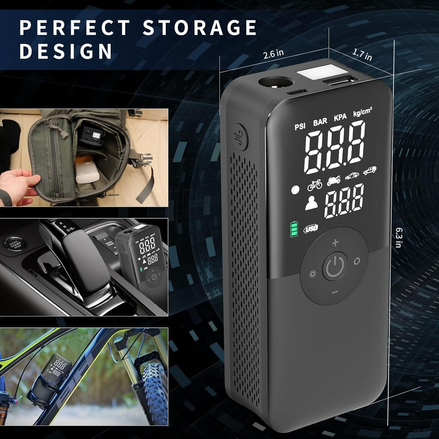 2024 Wholesale Hot selling Tyre Air Pump Car Tire Accessories 7.4V Portable and Multi-functional Charger and tire Inflators