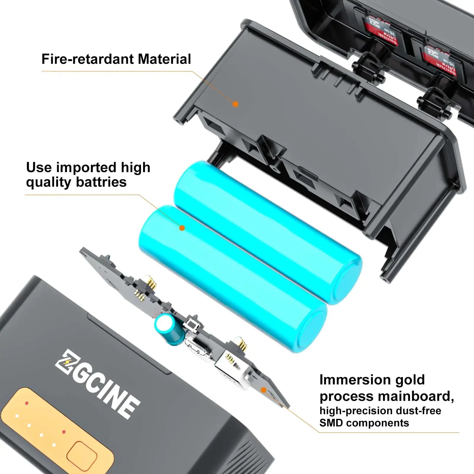 ZGCINE PS-G10 Mini Battery Charging Box Battery Kit For GoPro Hero 11 10 9 8 7 6 5 5200mAh Smart Storage Case Power Bank TF Card