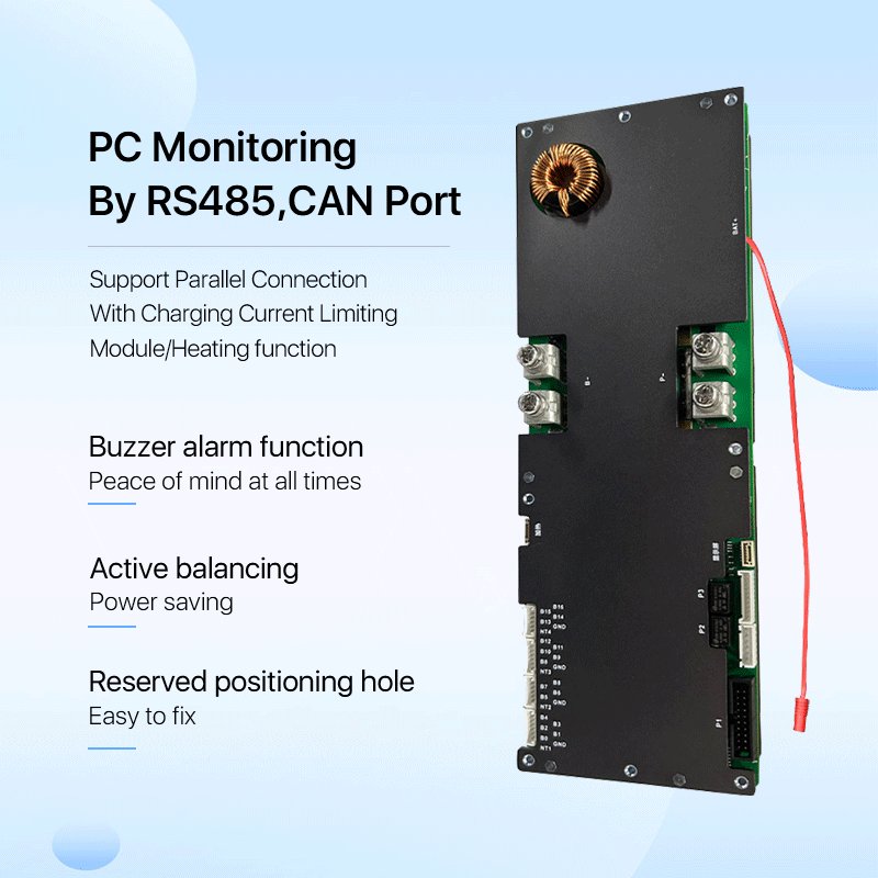 Battery LifePO4 4S 12V 8S 24V 16S 48V Smart Bms Accessories BT Module LCD Display Screen UART 485 CAN Cable SOC Active Equalizer