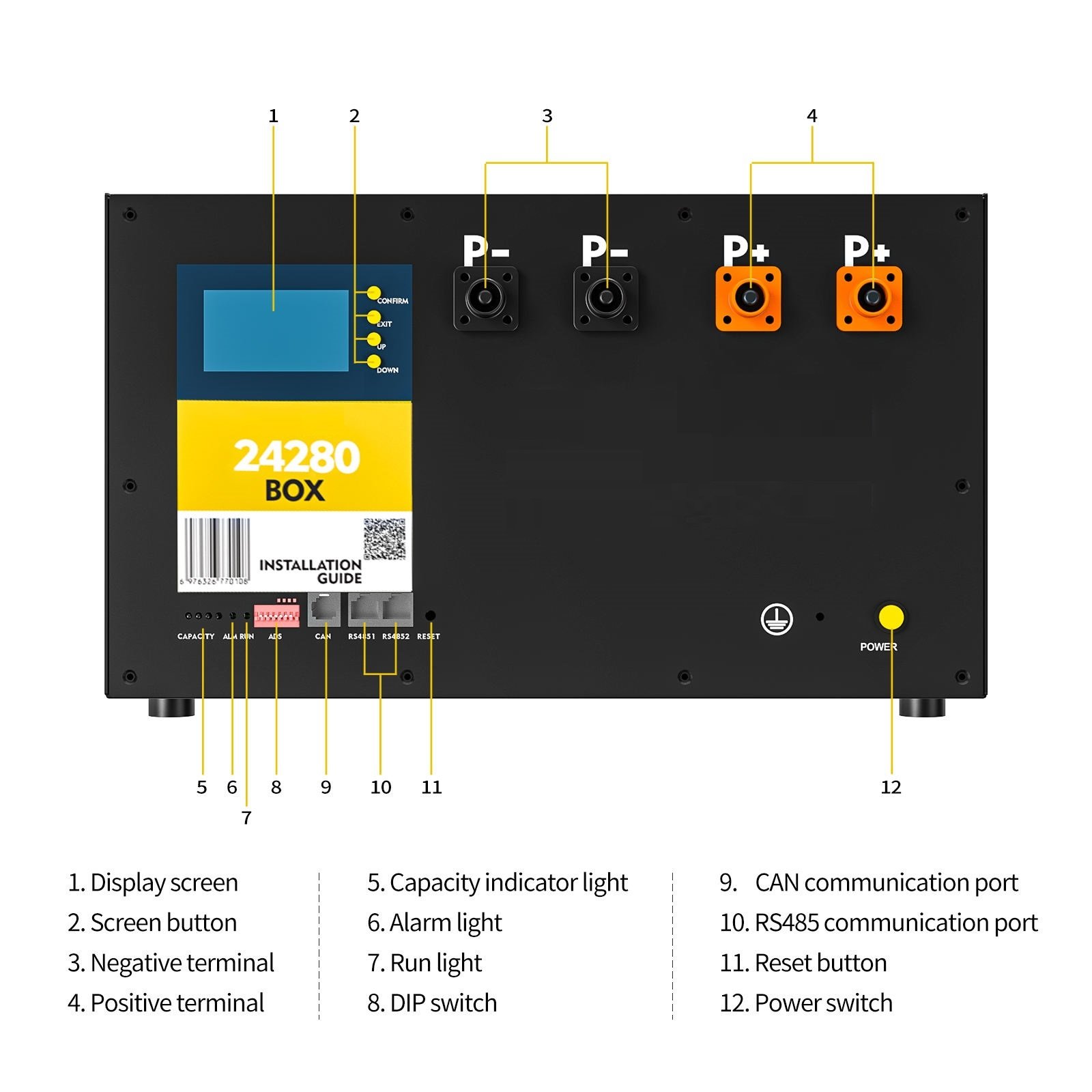 2024 DIY Battery Case Kit 24V 280AH 304AH 314AH Storage Battery Accessories 8s 25.6v Metal DIY Battery Box Including BMS