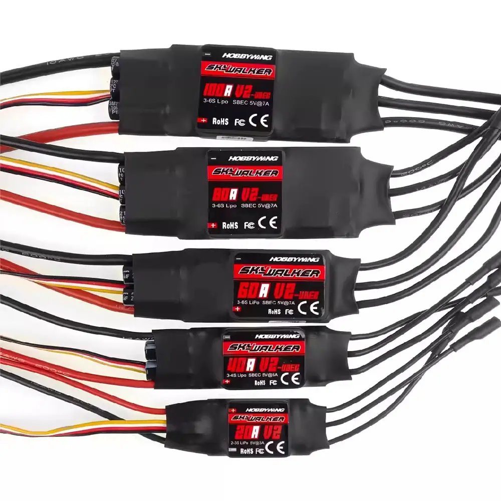 Hobbywing Skywalker Series 20A 30A 40A 50A 60A 80A 100A Brushed ESC Fixed- Wing FPV RC Drones Carbon remote Accessories